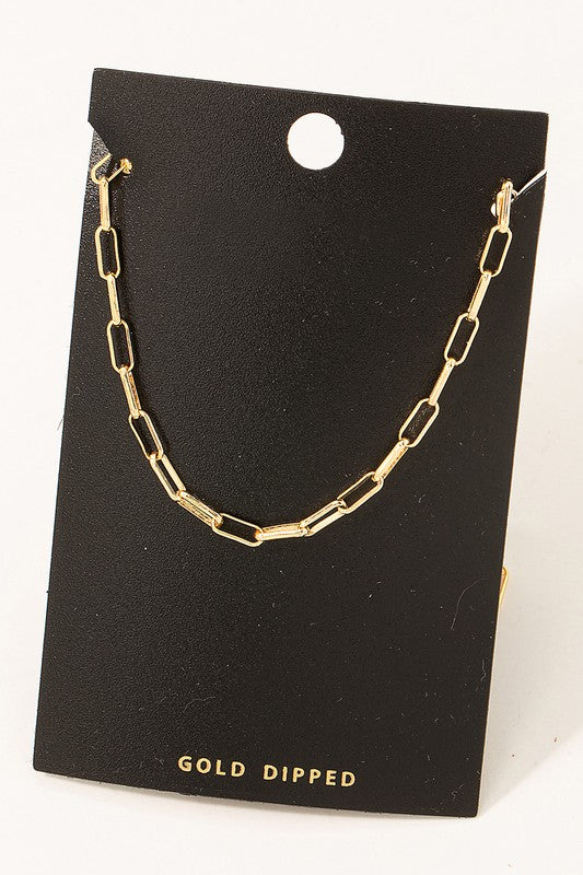 Gold Dipped Rectangle Chain Necklace