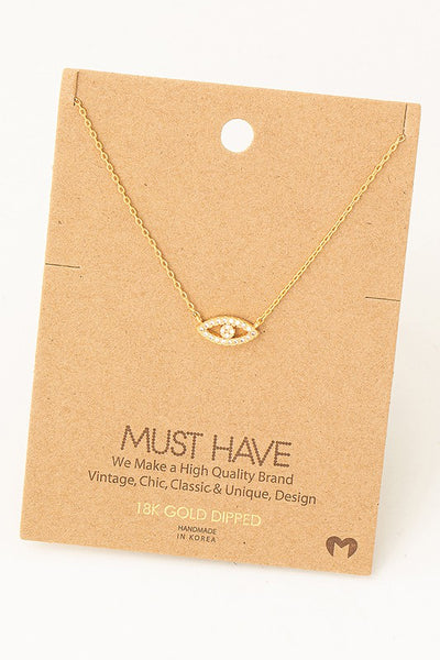 18K Gold Dipped Rhinestone Evil Eye Necklace