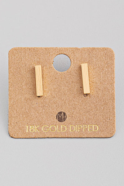 18K Gold Dipped Dainty Bar Earrings