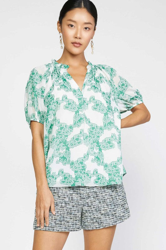 Floral Puff Sleeve Blouse - FINAL SALE