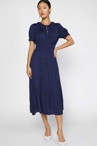 Crinkle Ruched Midi Dress