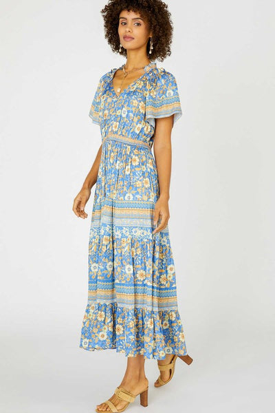 Border Print Marigold Maxi Dress - FINAL SALE