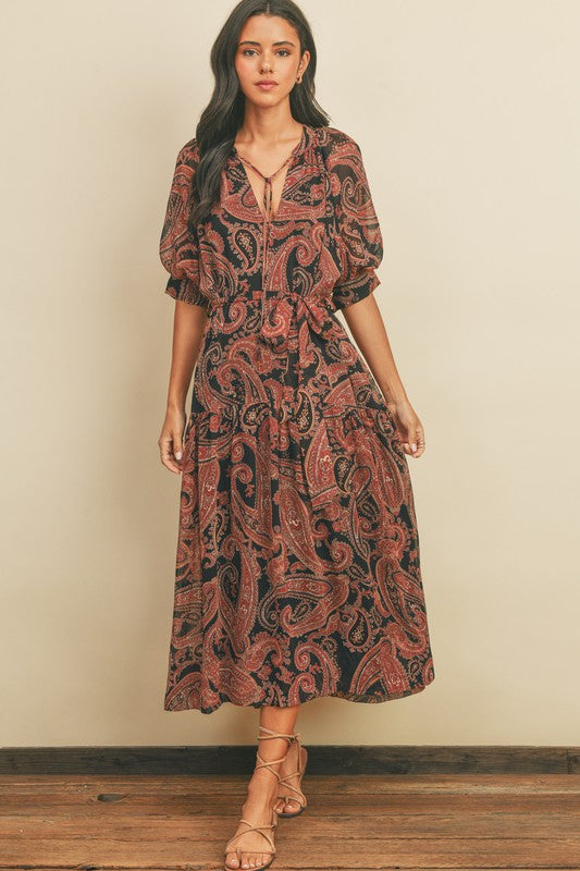Paisley Belted Maxi Dress - FINAL SALE