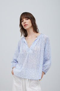 Leaf Print Cotton Blouse - FINAL SALE