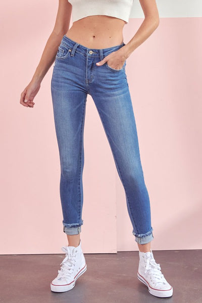 Cuffed Skinny Ankle Jeans