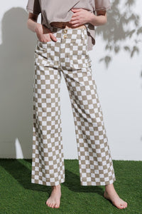 Checkered Wide Leg Jeans