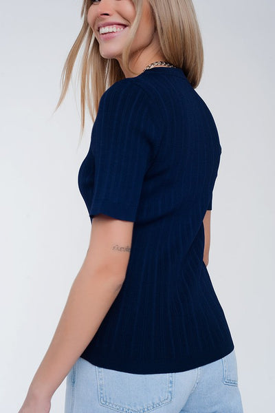 Ribbed Scoop Neck Knit Top - FINAL SALE
