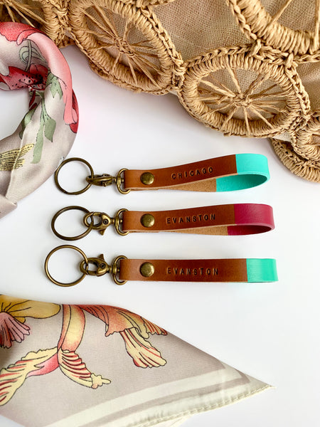 CHICAGO Handpainted Leather Keychain - FINAL SALE