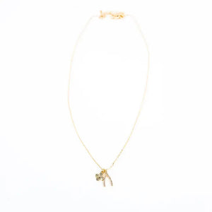 Gold Dipped Wishbone Clover Necklace